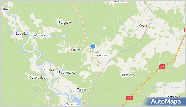 mapa Bogaczów, Bogaczów gmina Nowogród Bobrzański na mapie Targeo
